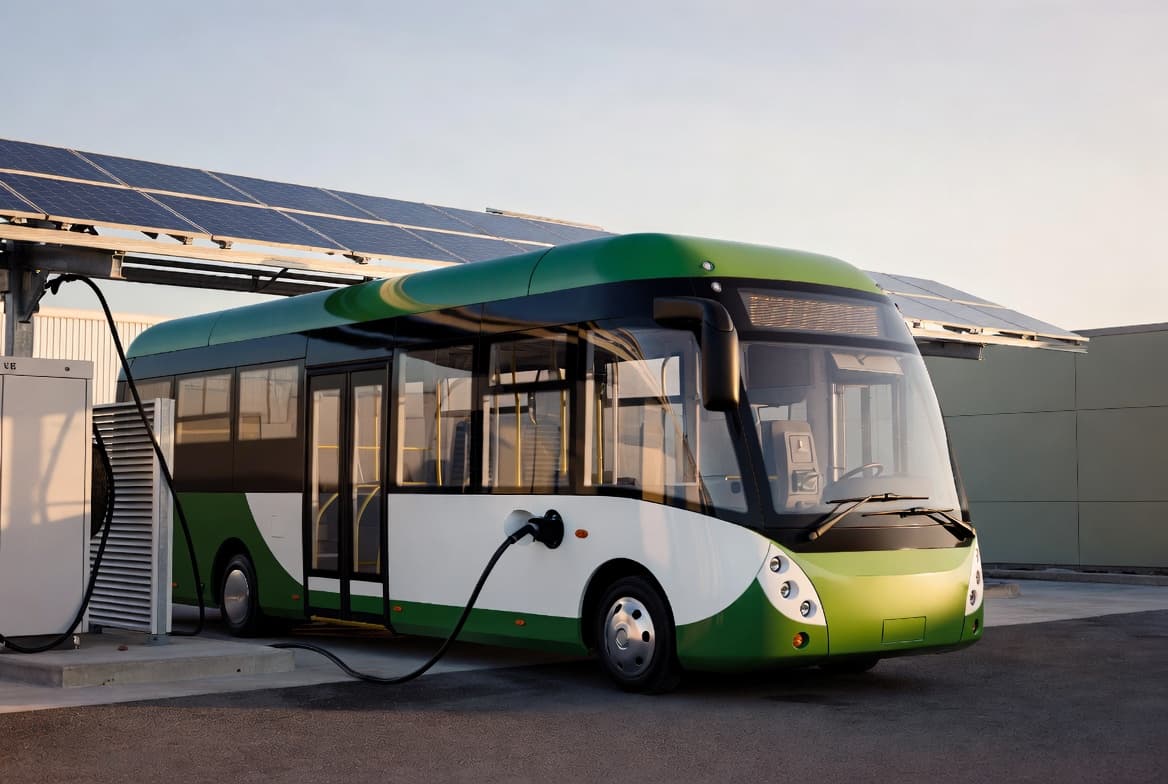 Electric bus ready for a student transport route